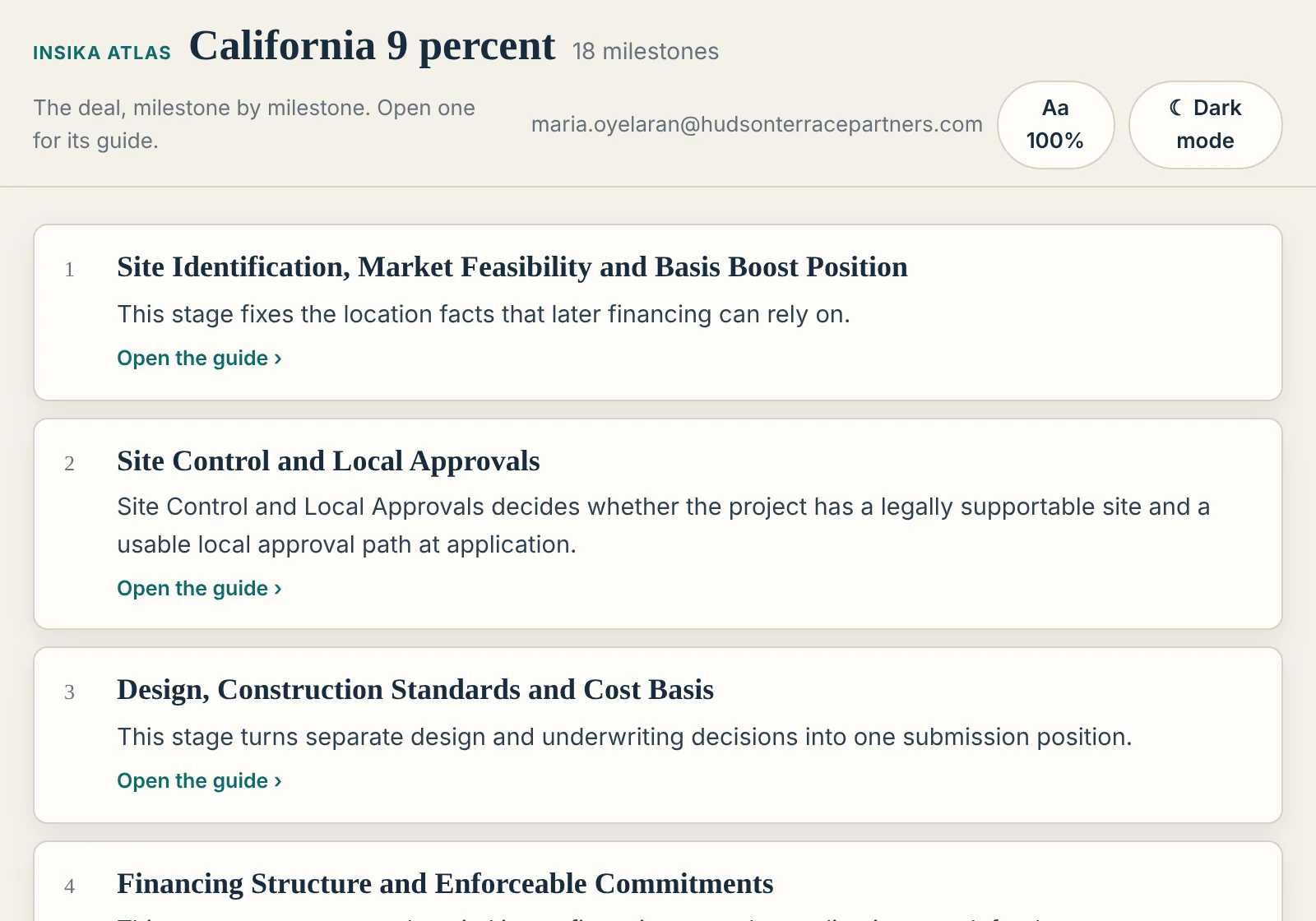 The California 9 percent Atlas: eighteen milestones, each with one line of executive truth and its guide
